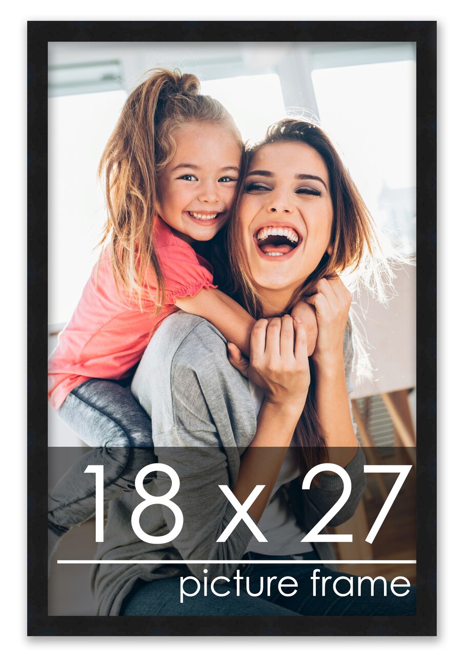 18x27 Solid Wood Picture Frame with UV-Resistant Acrylic & Acid-Free Backing, Available in 6 Finishes: Matte Black, Matte White, Metallic Bronze, Silver, Natural Wood Grain & Mahogany
